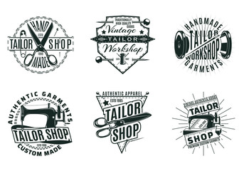 Sticker - Monochrome Vintage Tailor Shop Logos Set