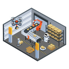 Sticker - Automatic Logistics  Delivery Isometric Background