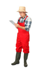 Sticker - Agronomist with tablet computer against white background