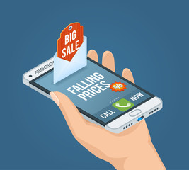 Poster - Mobile marketing isometric concept