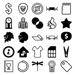 Poster - Set of 25 template filled and outline icons