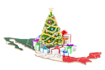 Poster - christmas and new year holidays in mexico concept. 3d rendering