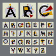 Set of alfabet with capital letters, made up of simple geometric shapes, in Modern Suprematism style. EPS 8 vector  art.