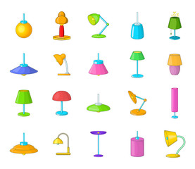 Poster - Lamp icon set, cartoon style