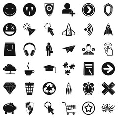 Poster - Interface of pictogram icons set, simple style