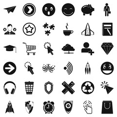 Poster - Computer pictogram icons set, simple style