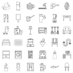 Sticker - Decoration icons set, outline style