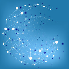 Scientific futuristic background with abstract molecular structure over blue.