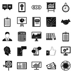 Poster - Game industry icons set, simple style