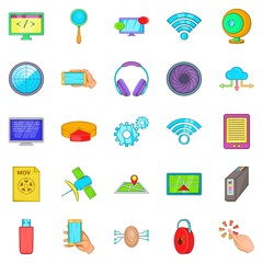 Poster - Website creation icons set, cartoon style