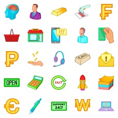 Poster - Business day icons set, cartoon style