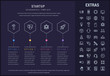 © Visual Generation - Startup options infographic template, elements and icons. Infograph includes four options, line icon set with startup rocket, business launch, network technology, internet connection, satellite etc.