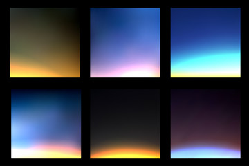 Wall Mural - set of cosmos and space vector background with light silhouette of earth and northern lights. deep d