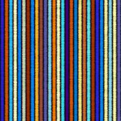 Poster - Imitation of geometric embroidery pattern. Colored lines on a black background. Ethnic and tribal motifs. Seamless vector background in the bohemian style.
