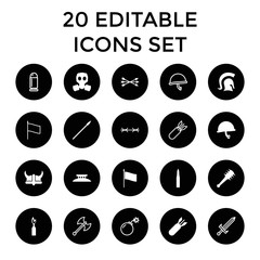 Canvas Print - War icons. set of 20 editable filled and outline war icons