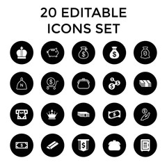 Poster - Wealth icons. set of 20 editable filled and outline wealth icons