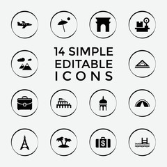 Canvas Print - Set of 14 tourism filled icons