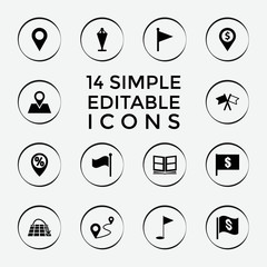 Canvas Print - Set of 14 location filled icons