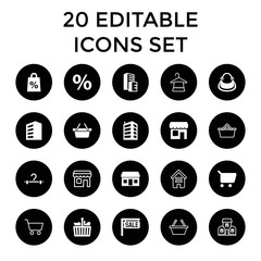 Sticker - Retail icons. set of 20 editable filled and outline retail icons