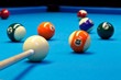 Billiard pool eightball taking the shot on billiard table