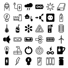 Sticker - Set of 36 energy filled and outline icons