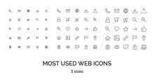 Most used webdesign icons, three sizes, ui set, vector illustration