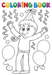 Poster - Coloring book boy celebrating theme 1