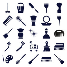 Set Of 25 Brush Filled Icons