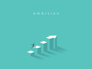 businessman running to the top of the graph. business concept of goals, success, ambition, achieveme