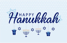 Happy Hanukkah Greeting Card Or Background. Vector Illustration.