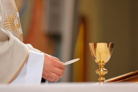 Priest celebrate mass at the church