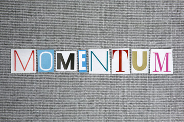 Wall Mural - momentum word on grey background