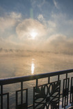 Fototapeta Na sufit - Frosty fog on the Yenisei river.
