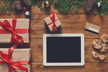 Fototapete - Christmas online shopping background