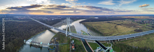 Plakat Aerial view of Redzinski Bridge, Wroclaw - Most Rędziński z lotu ptaka