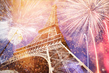 Celebrating New Year In The City - Eiffel Tower (Paris, France) With Fireworks