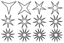 Star - Vector Set - Black On White Background