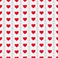 Wall Mural - Valentine's day love letters seamless pattern. Doodle style.