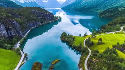 Wall Mural - lovatnet lake Beautiful Nature Norway.