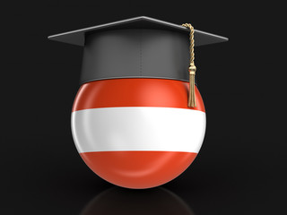 Poster - Graduation cap and Austrian flag. Image with clipping path
