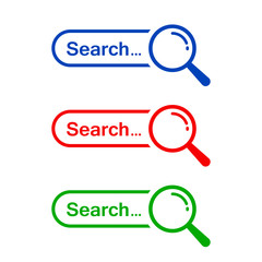 Fototapete - Search Bar Icon, vector element design, set of search boxes ui template isolated on white