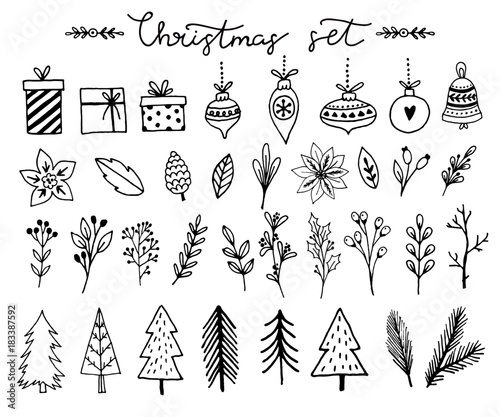Fotomural Merry Christmas and Happy New Year greeting cards