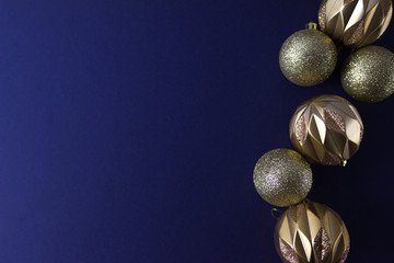 Golden christmas decoration on blue background