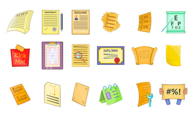 Poster - Paper icon set, cartoon style