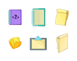 Poster - Notebook icon set, cartoon style