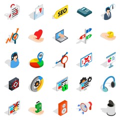 Poster - Mobile optimization icons set, isometric style