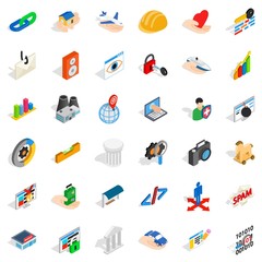 Poster - Internet in world icons set, isometric style