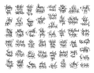 Sticker - set of 50 hand lettering inscription celebration quotes to winte