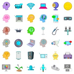 Poster - Internet thing icons set, cartoon style