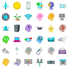 Poster - Internet video icons set, cartoon style